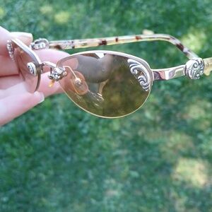 Vintage Brighton Beautiful Mind Handmade Silver Mirror Lens Rimless Sunglasses. 